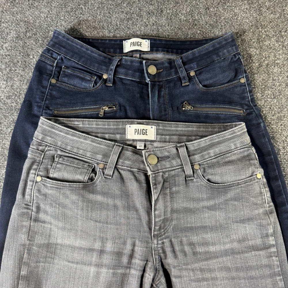 Paige Jeans Bundle Size 27 Indio Zip Dark Indigo & Verdugo Ultra Skinny Grey